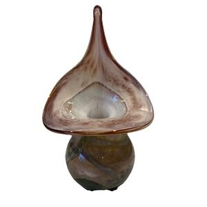 Vtg RARE Mtarfa Glassblowers Malta Signed Jack In The Pulpit Vase Valletta Glass